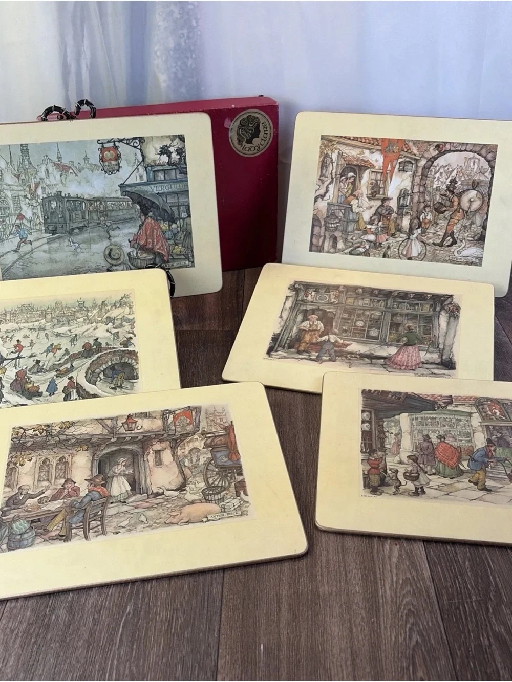 Vintage Set of 6 Lady Clare Placemats Anton Pieck Clock Shop Music Maker More